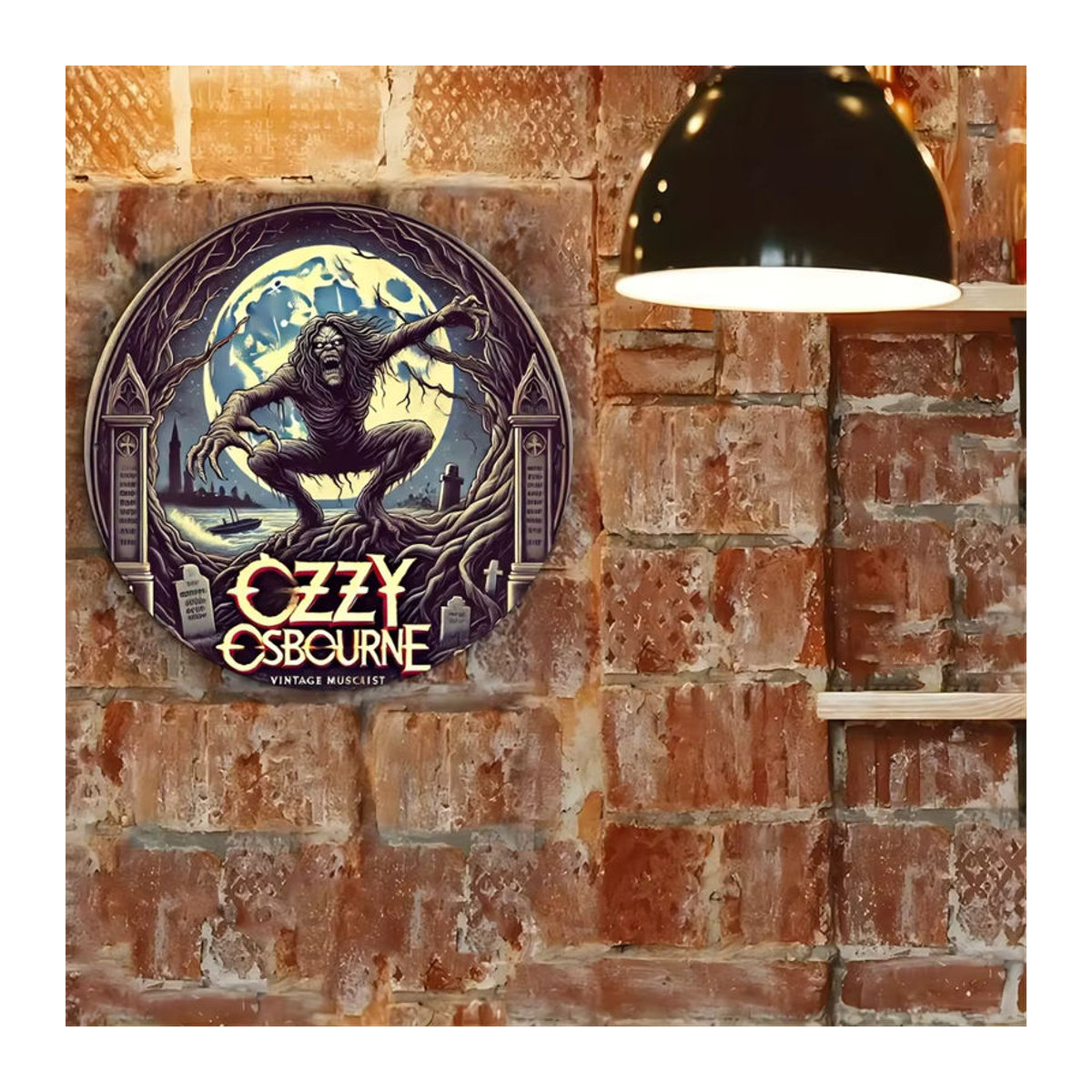 Ozzy Osbourne Vintage Metallschild von Potdemiel, quadratische Wanddekoration mit Porträt, mehrfarbig, B/H: 20,3 x 20,3 cm - Bild 4