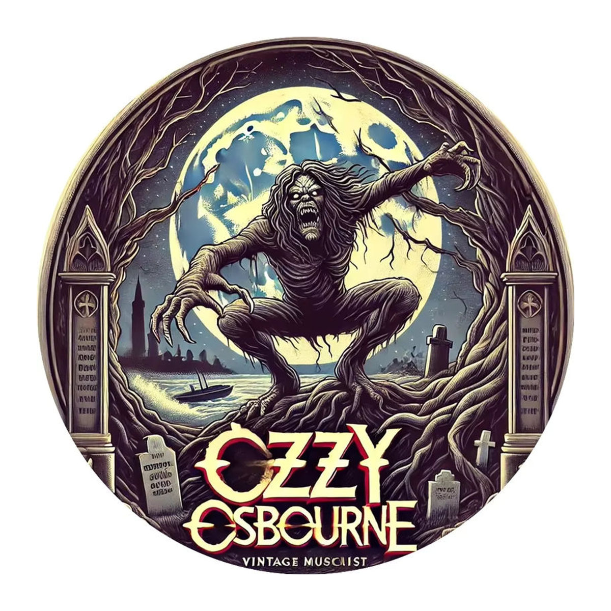 Ozzy Osbourne Vintage Metallschild von Potdemiel, quadratische Wanddekoration mit Porträt, mehrfarbig, B/H: 20,3 x 20,3 cm - Bild 5