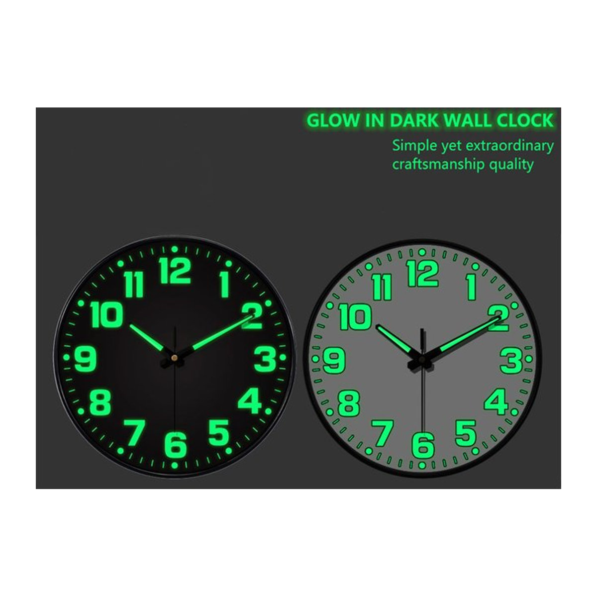 P.chuang Leuchtende Wanduhr Schwarz, Runde Digitale Quarz-Wanduhr mit Glas und Metall, Geräuschlos und Minimalistisch - Bild 1