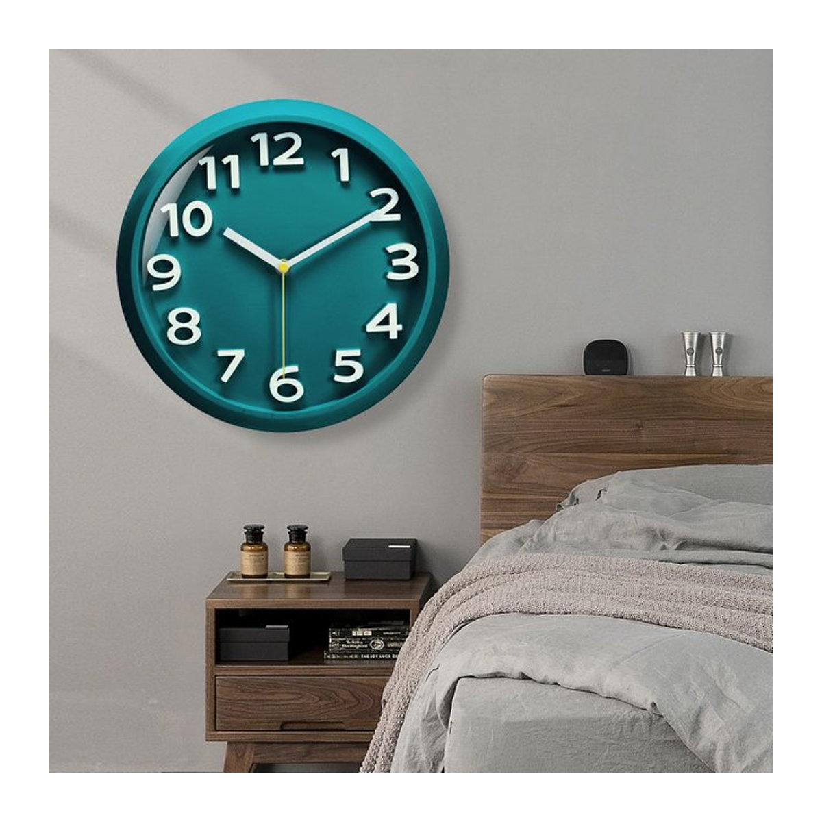 P.chuang Wanduhr Digital Rund Orange Minimalistisch mit Quarzwerk und Geräuschlos-Funktion, Durchmesser: 27,94 cm - Bild 1