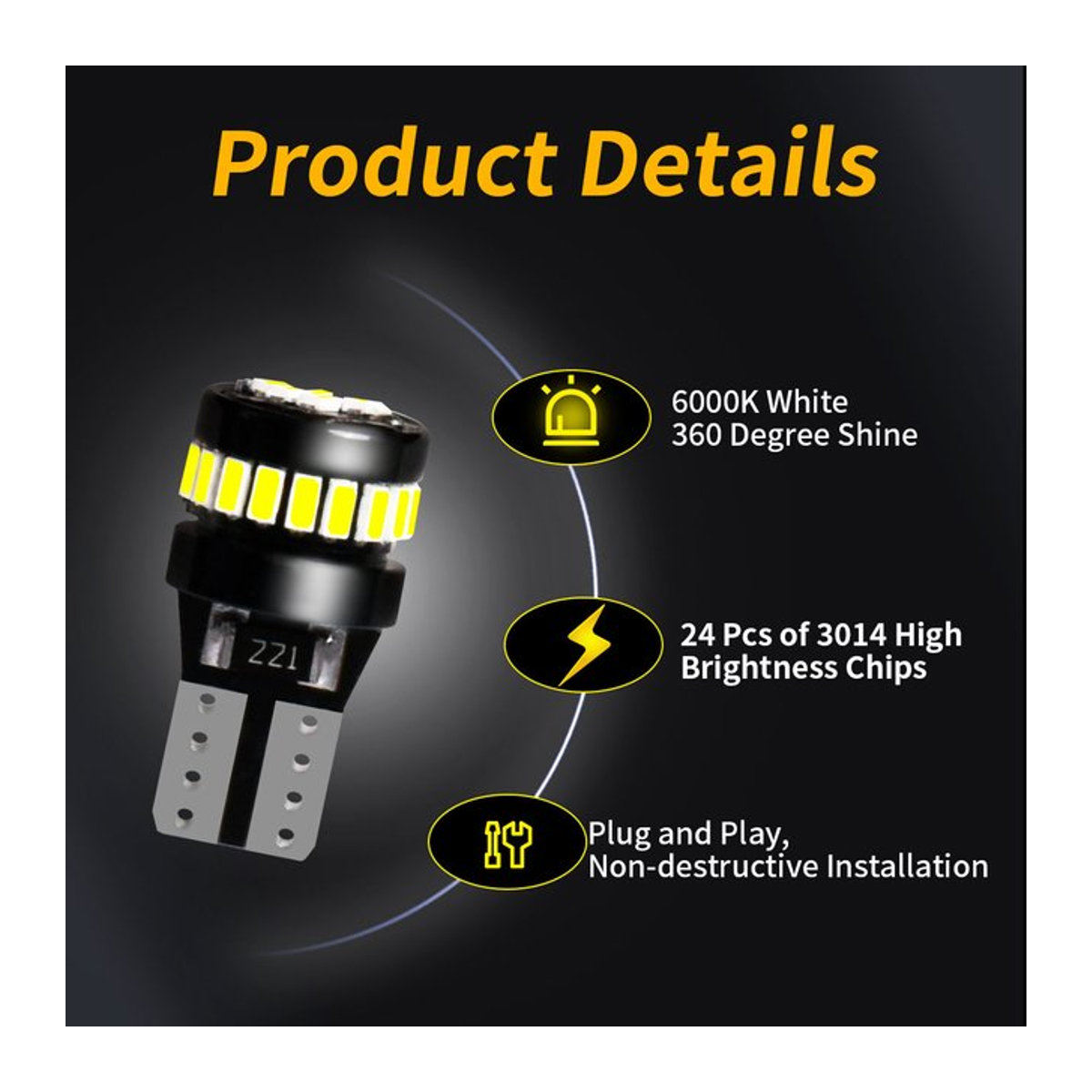 p2max T10 W5W LED Auto-Signalleuchte Set mit 24 Chips für 360 Grad Abdeckung, 2 Stück oder 10 Stück Packung - Bild 1