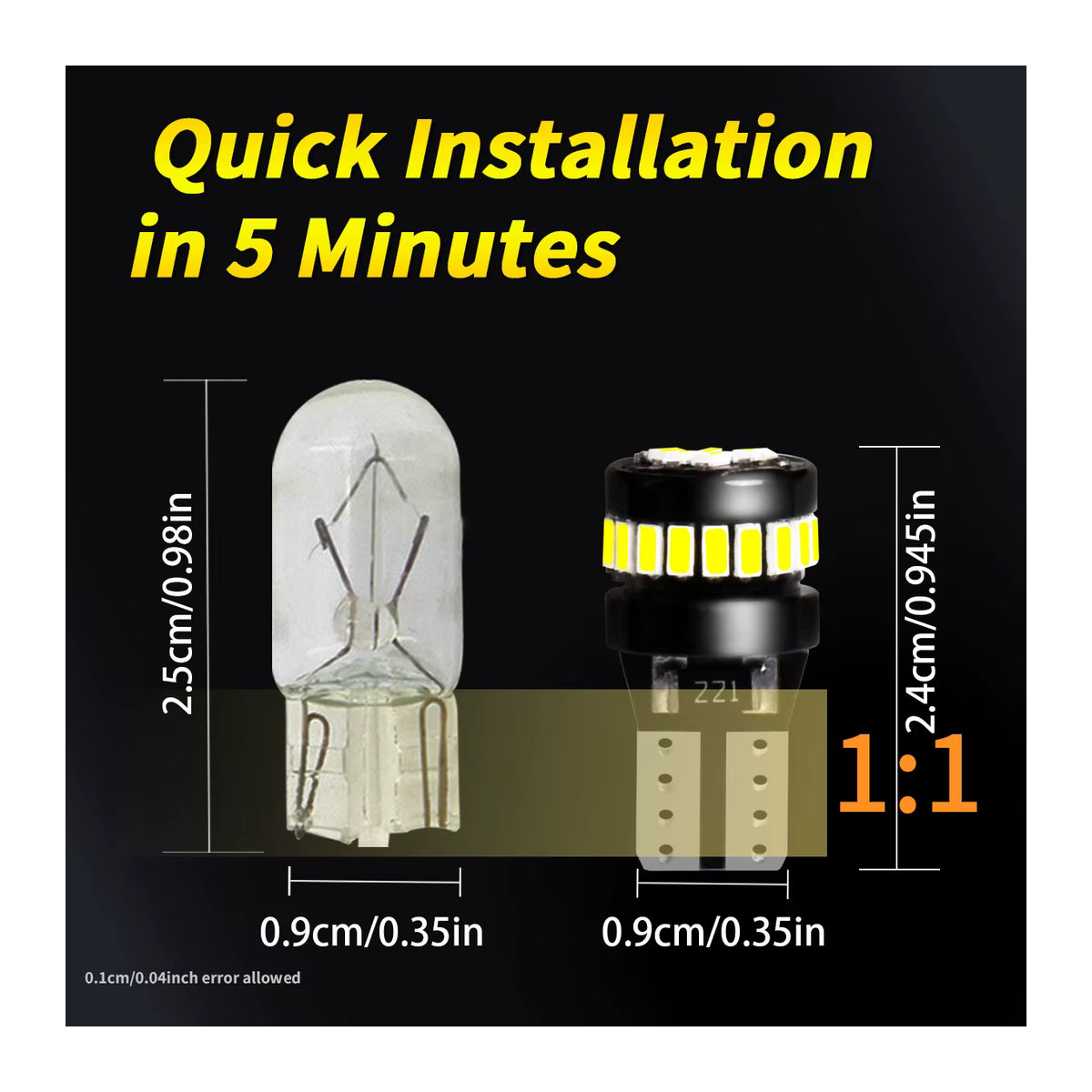 p2max T10 W5W LED Auto-Signalleuchte Set mit 24 Chips für 360 Grad Abdeckung, 2 Stück oder 10 Stück Packung - Bild 6