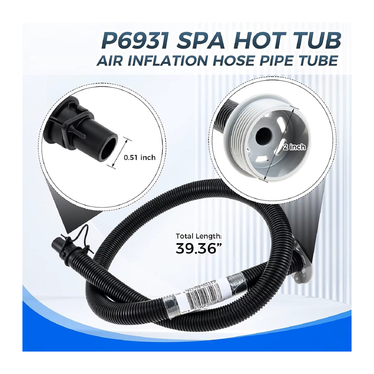 P6931 Luftaufblas-Inflationsschlauch als Ersatz für Lay-Z-Spa, Coleman, Intex und Bestway tragbare Spa-Badewannenpumpen - Bild 2