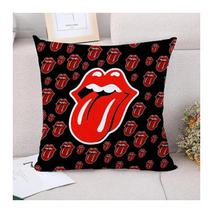 Paar dekorative Kissenbezüge Rolling Stones in Grün und Schwarz, B/B: 30 x 30 cm
