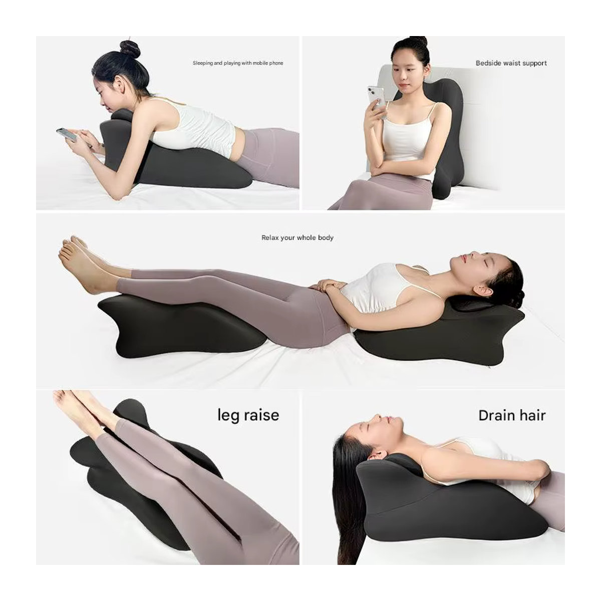 Paar ergonomische Stützkissen für Taille und Hüfte in Grau und Schwarz zur Unterstützung beim Sitzen oder im Auto - Bild 3