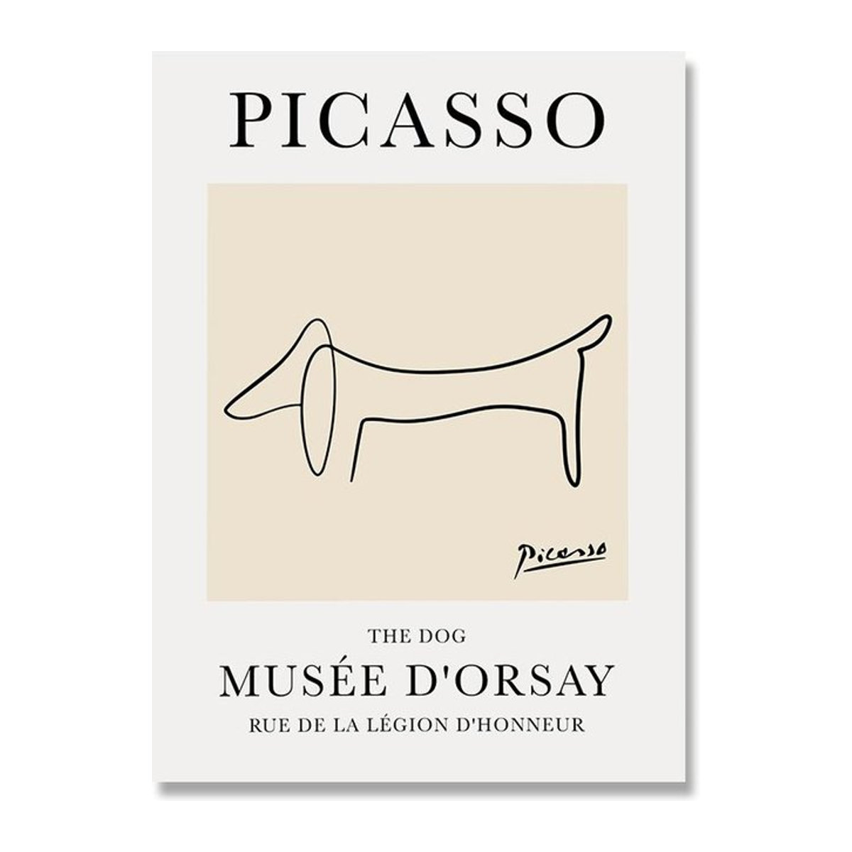 Pablo Picasso Tier Skizze Hund Katze Kunstdruck als Leinwand Poster in Beige, B/H: 21 x 30 cm, Rahmenlos - Bild 1