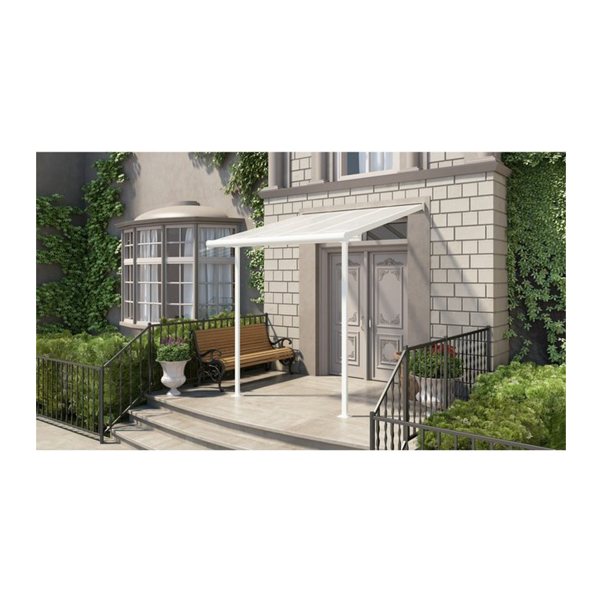 Palram-Canopia Aluminium Terrassenüberdachung Sierra aus Polycarbonat, weiß, Breite: 225 cm, Tiefe: 224 cm, Höhe: 60,9 cm - Bild 1