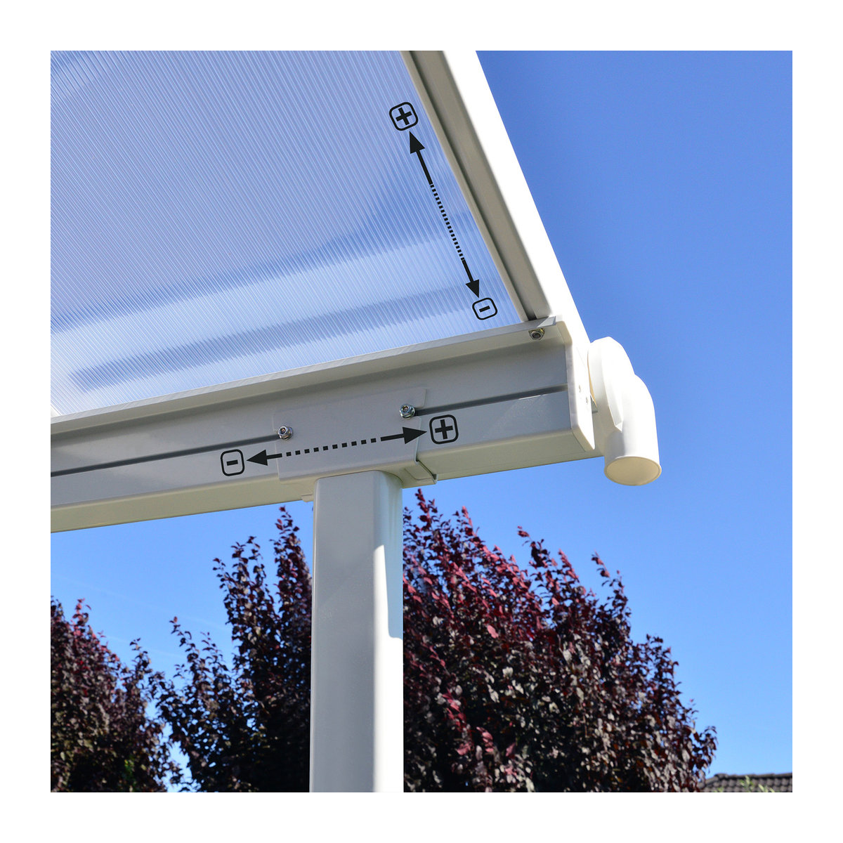 Palram-Canopia Aluminium Terrassenüberdachung Sierra aus Polycarbonat, weiß, Breite: 225 cm, Tiefe: 224 cm, Höhe: 60,9 cm - Bild 4