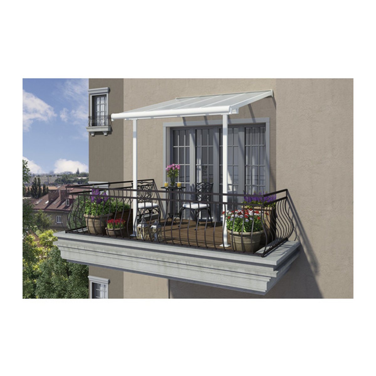 Palram-Canopia Aluminium Terrassenüberdachung Sierra aus Polycarbonat, weiß, Breite: 225 cm, Tiefe: 224 cm, Höhe: 60,9 cm - Bild 5