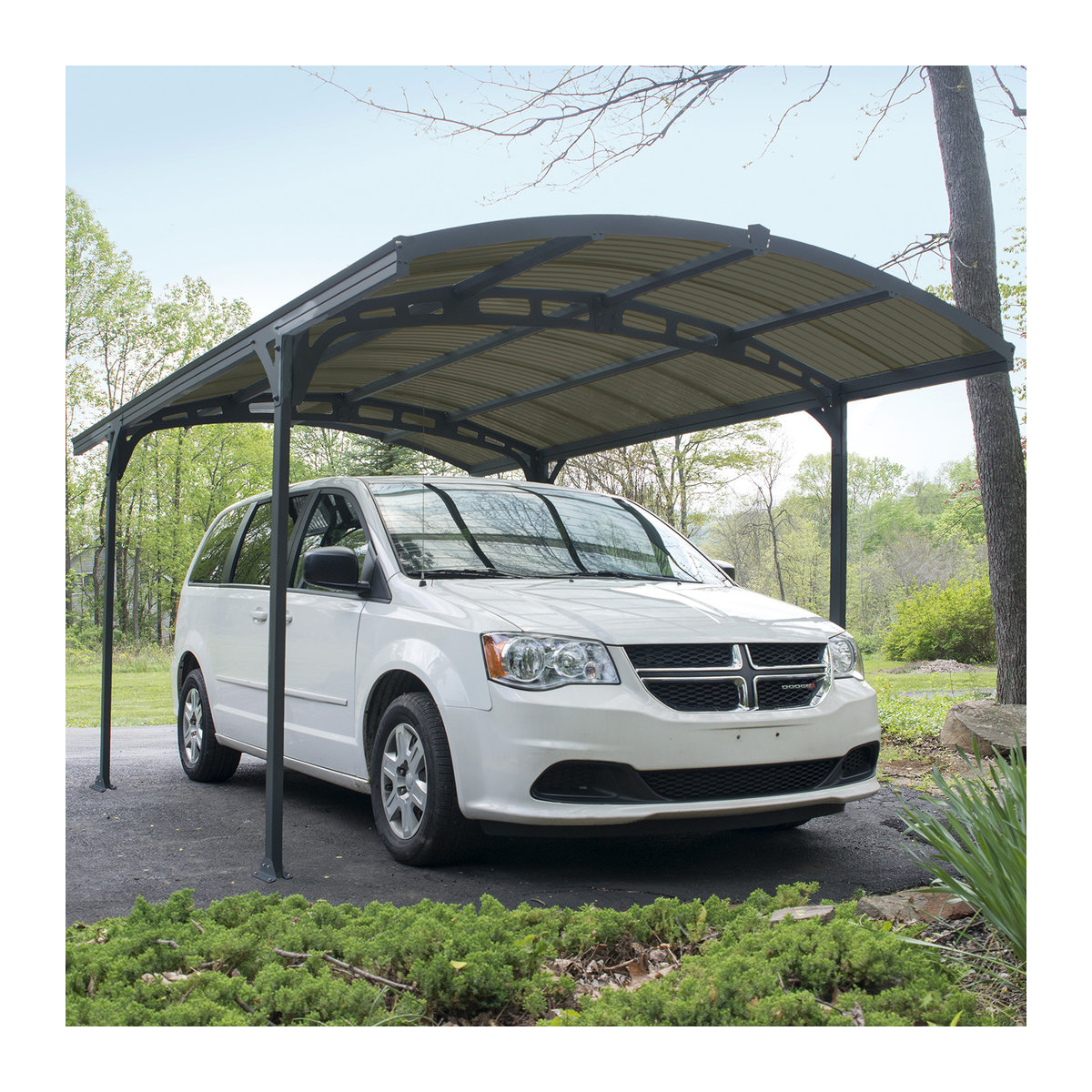 Palram-Canopia Metall Carport Atlas 5000 mit Kuppeldach aus Aluminium in Anthrazit B/T/H: 495 x 288 x 242,5 cm - Bild 2