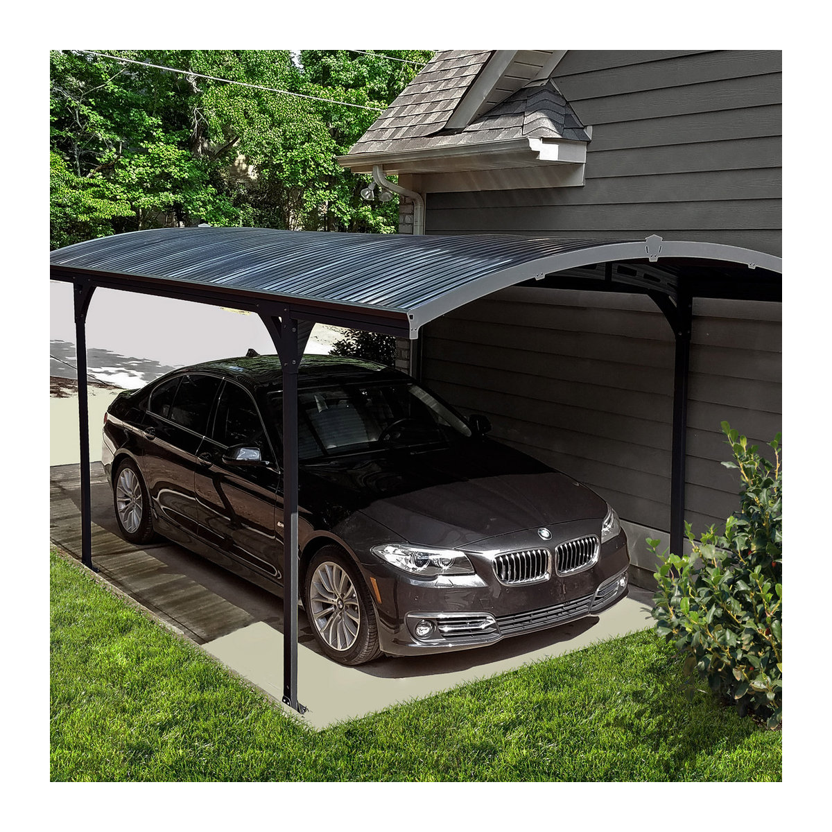 Palram-Canopia Metall Carport Atlas 5000 mit Kuppeldach aus Aluminium in Anthrazit B/T/H: 495 x 288 x 242,5 cm - Bild 3
