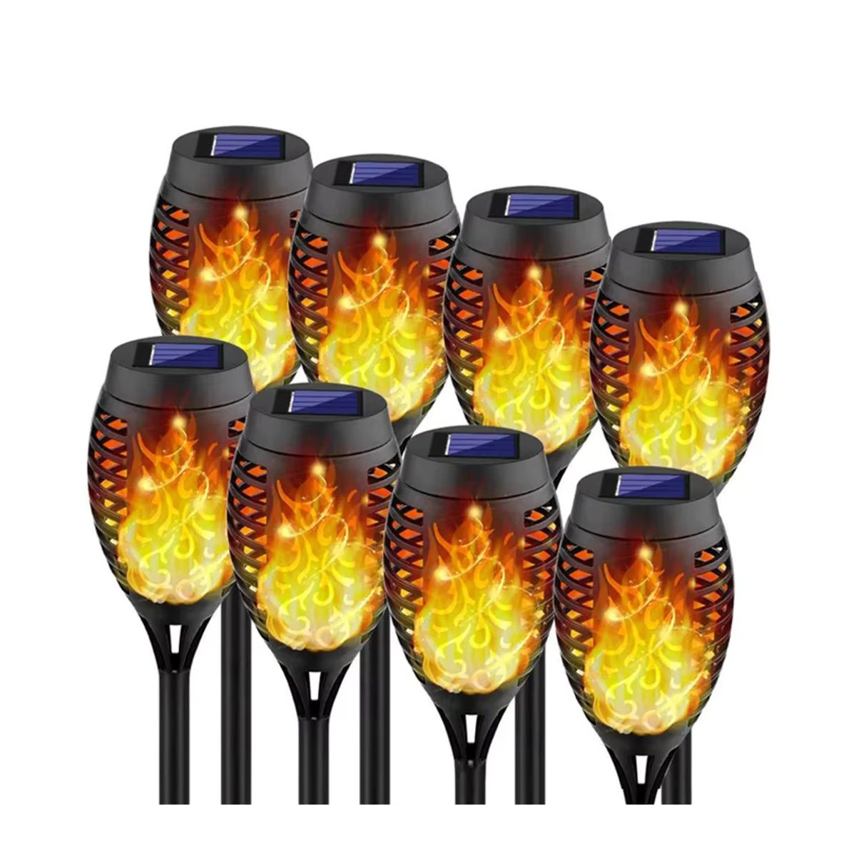 PAMNNY Solar-LED-Flammen-Taschenlampe für den Außenbereich, Schwarz, Wasserdicht für Garten, Hof und Terrasse - Bild 7