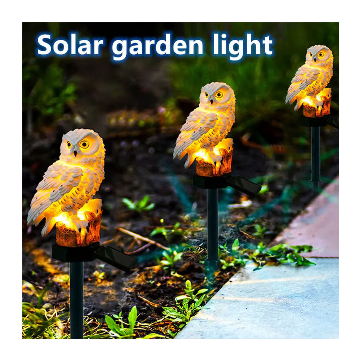 PAMNNY Solar-LED-Gartenleuchte Eule aus Kunstharz in Bunt als wasserdichte Dekoration für Garten und Außenbereich - Bild 2