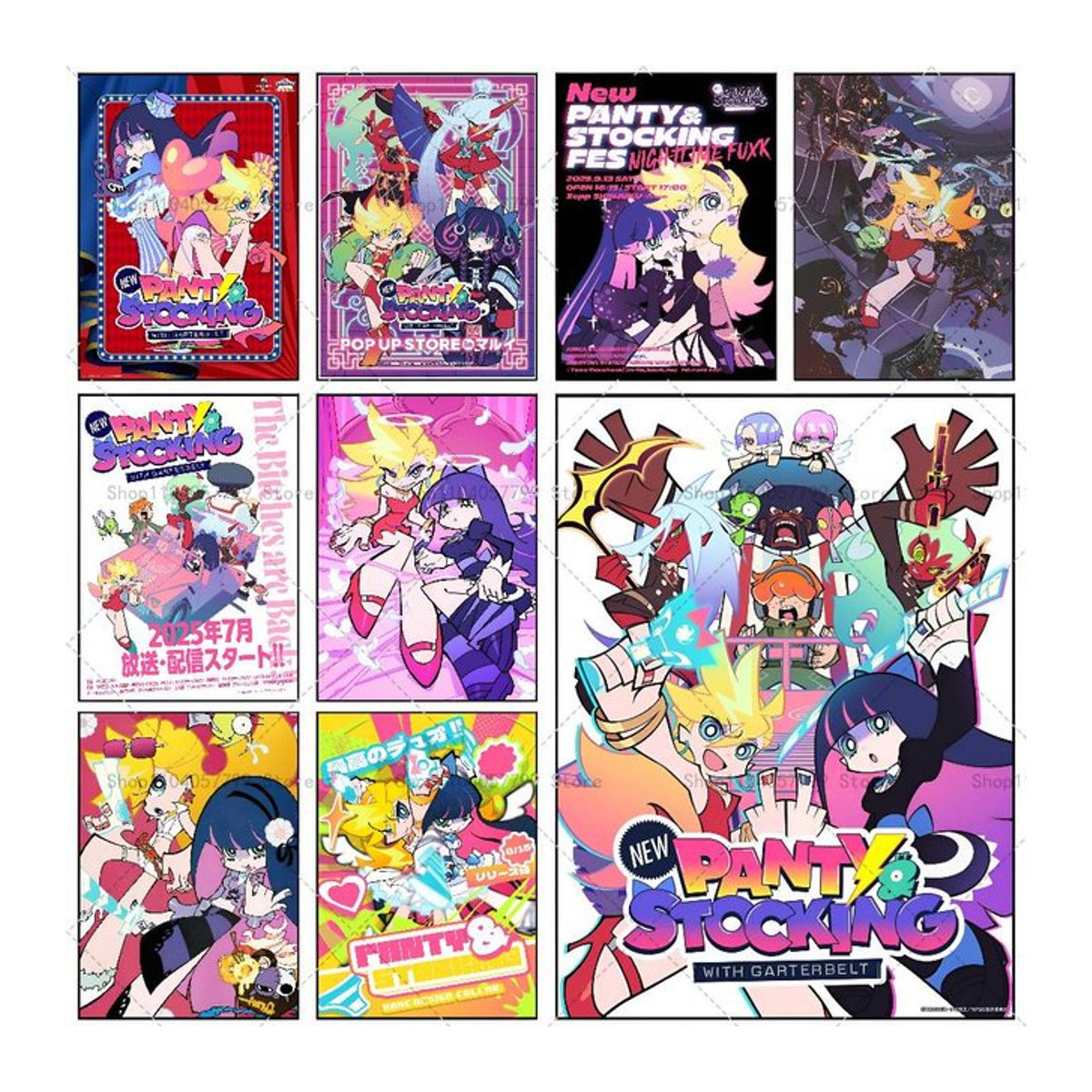 Panty and Stocking with Garterbelt Scanty Anime Poster, selbstklebender wasserfester Wandaufkleber in Mehrfarbig, Rechteckig - Bild 1