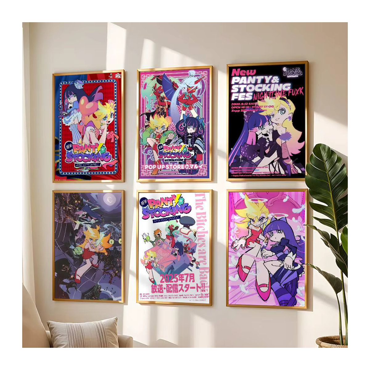 Panty and Stocking with Garterbelt Scanty Anime Poster, selbstklebender wasserfester Wandaufkleber in Mehrfarbig, Rechteckig - Bild 4