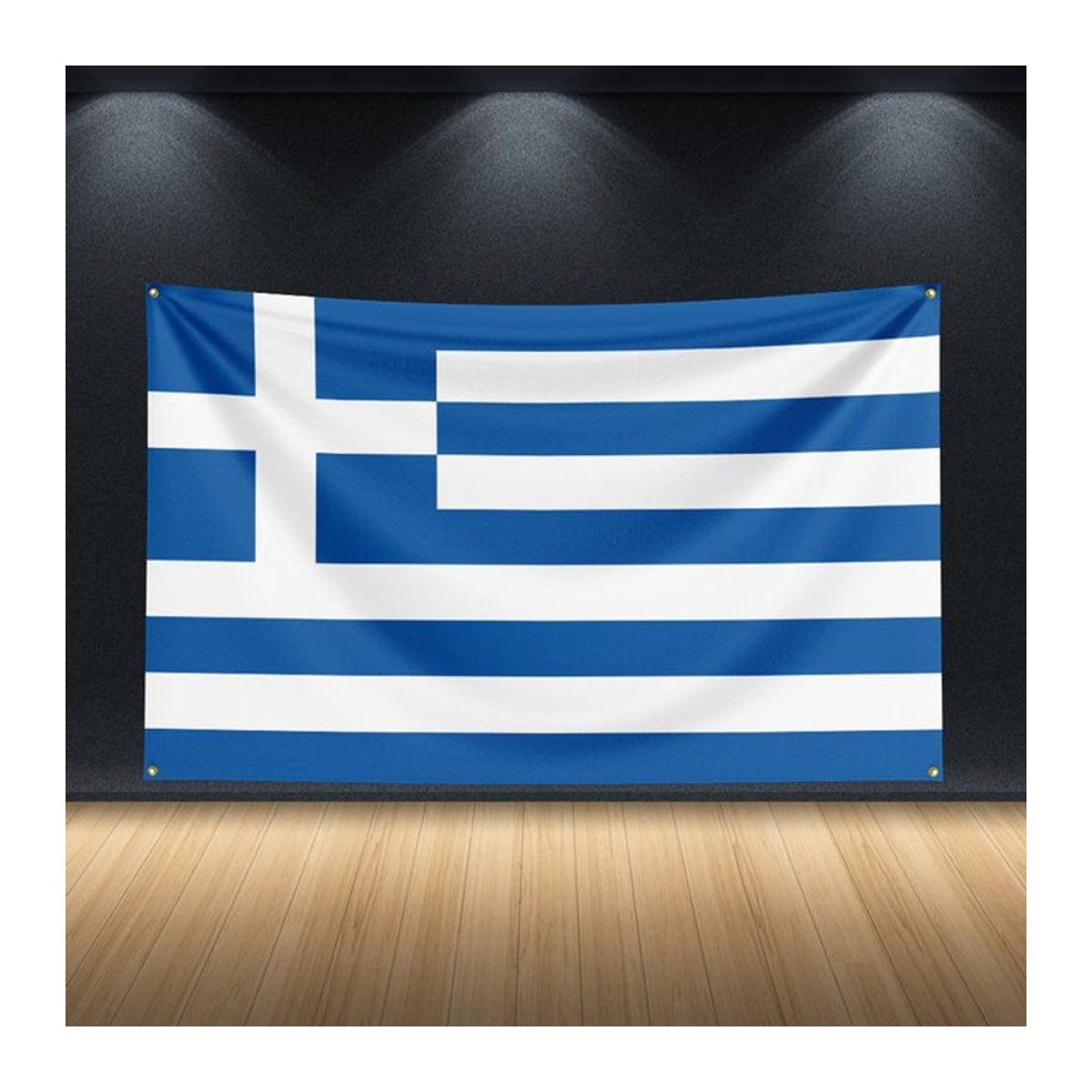 PAOPAO Griechenland-Flagge zur Dekoration, blau-weiß gestreift, Textil, B: 91,44 cm x H: 60 cm - Bild 1