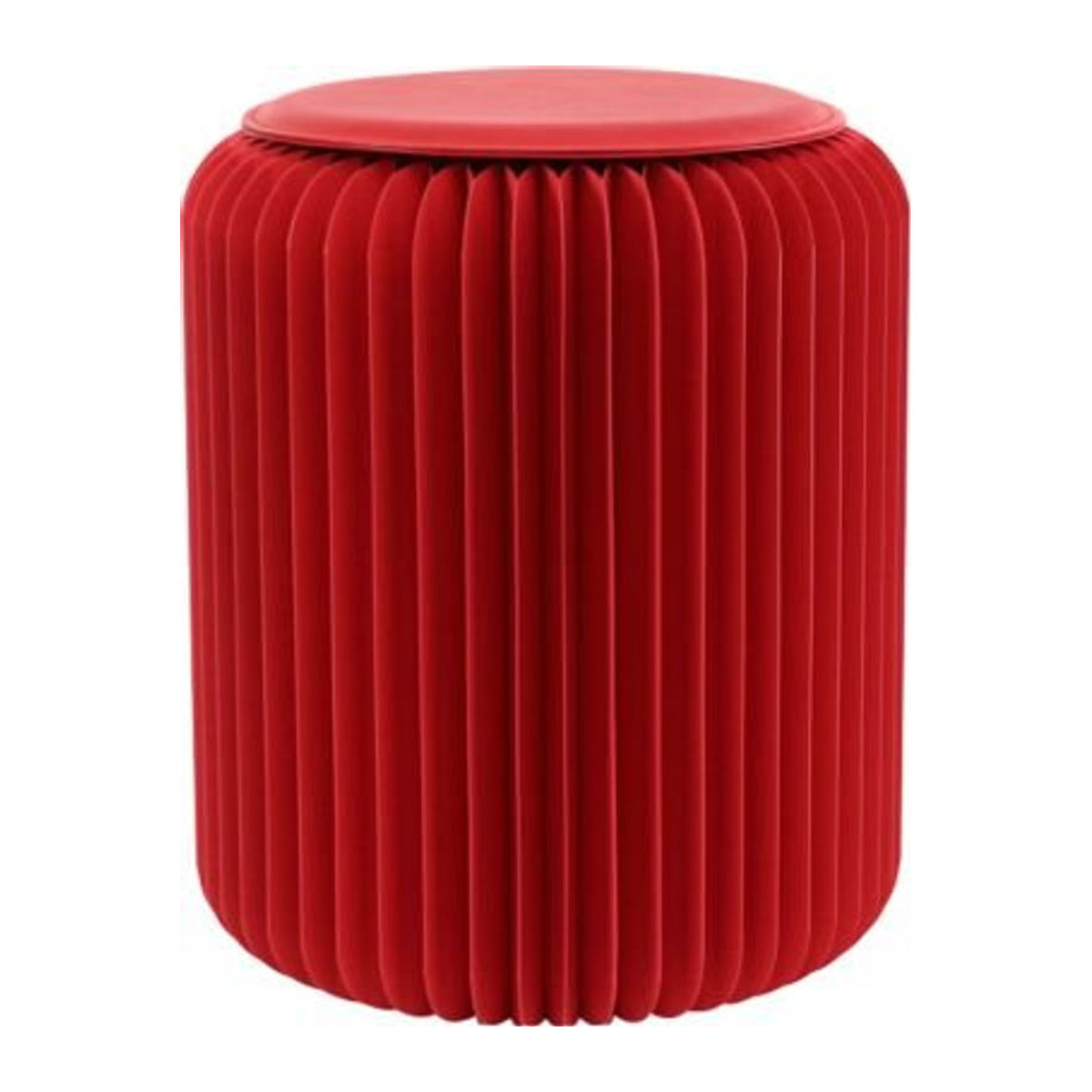 Paperflow faltbarer Sitzhocker aus Wabenkarton mit Kunstleder-Sitzkissen, Rot, Ø 30 cm x H 42 cm - Bild 1