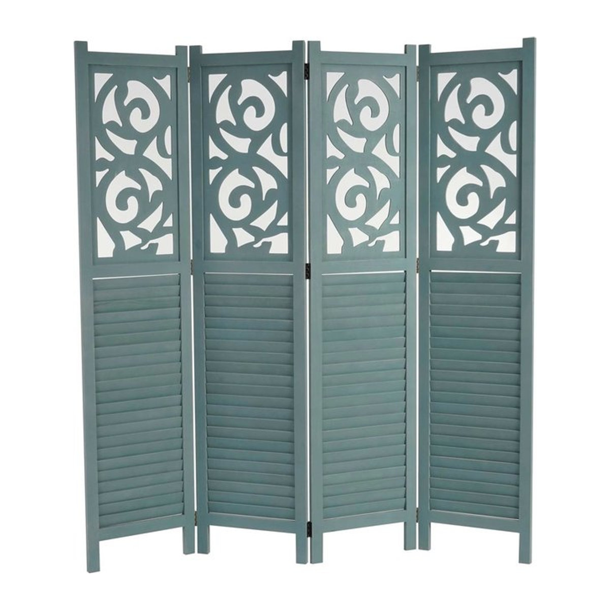 Paravent Izmir Raumteiler Trennwand aus Holz in Grün mit orientalischen Ornamenten H x B x T: 170 x 161 x 2 cm - Bild 1