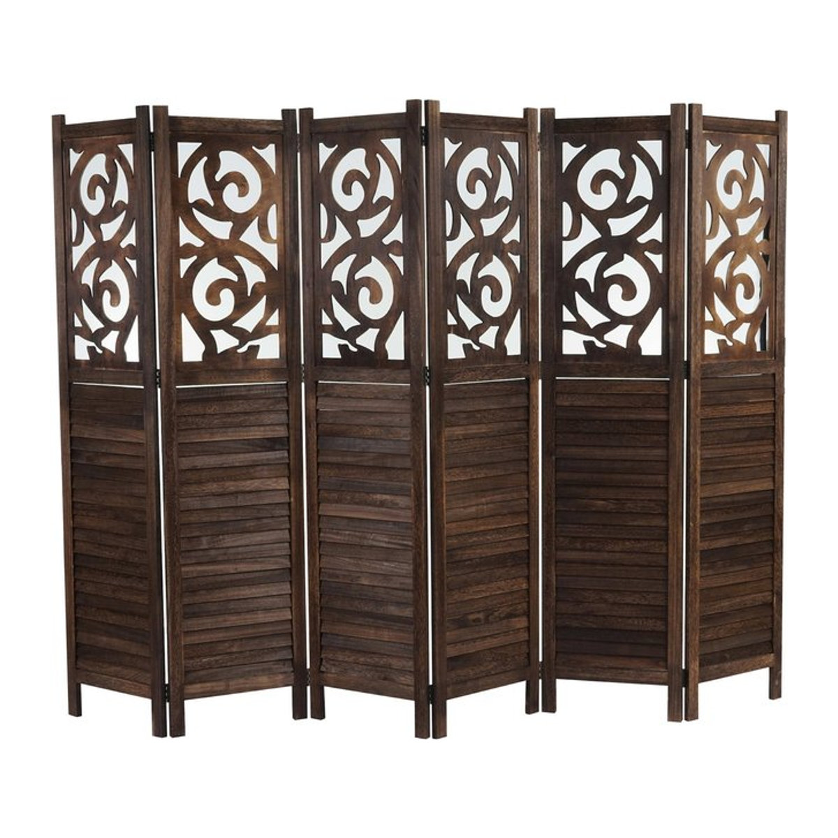 Paravent Izmir Raumteiler Trennwand aus Holz mit orientalischen Ornamenten in Braun, H x B x T: 241 x 170 x 2 cm - Bild 1
