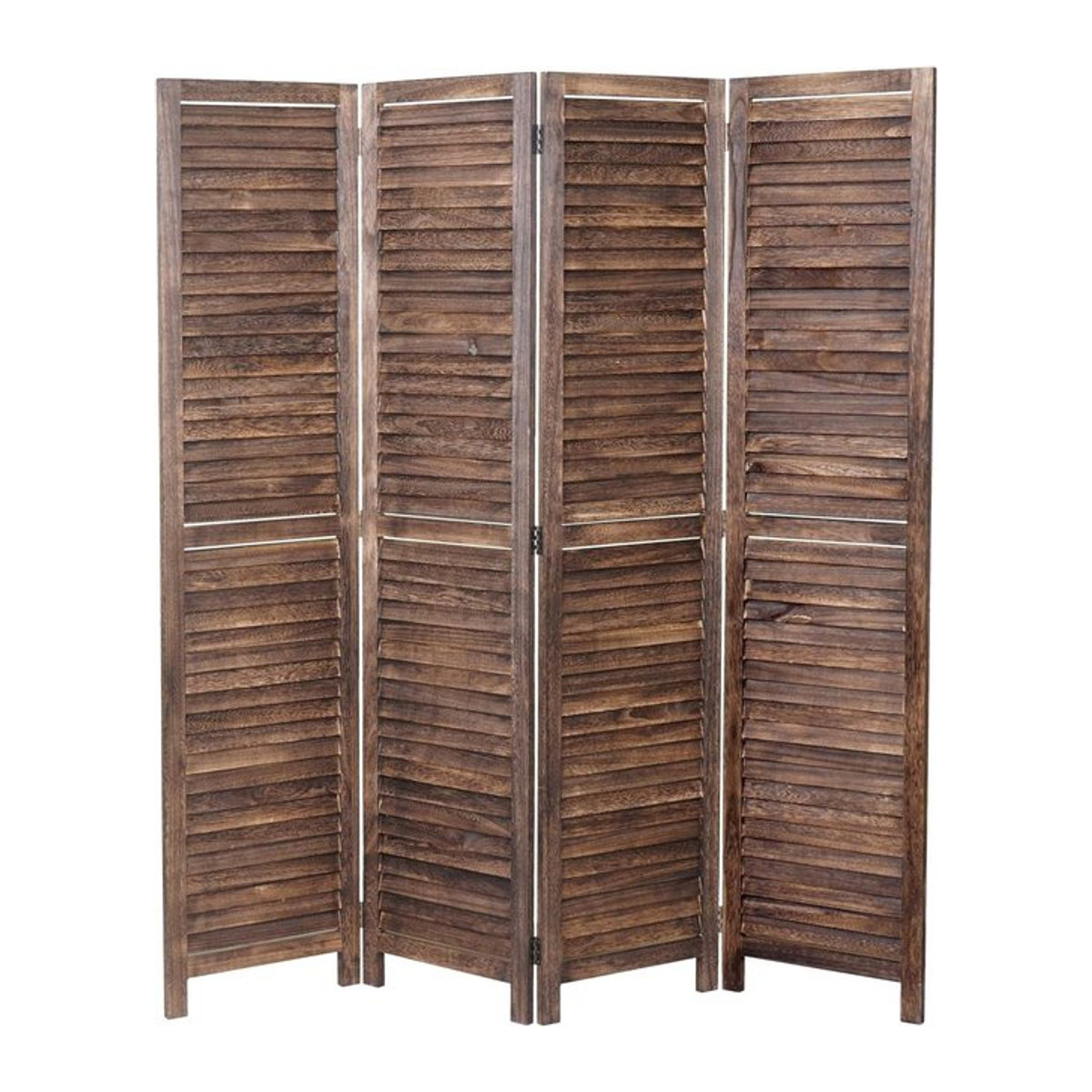 Paravent MCW-C30 Raumteiler Trennwand Sichtschutz aus Holz in Braun im Vintage Landhaus-Stil, H: 170 cm, B: 160 cm - Bild 1