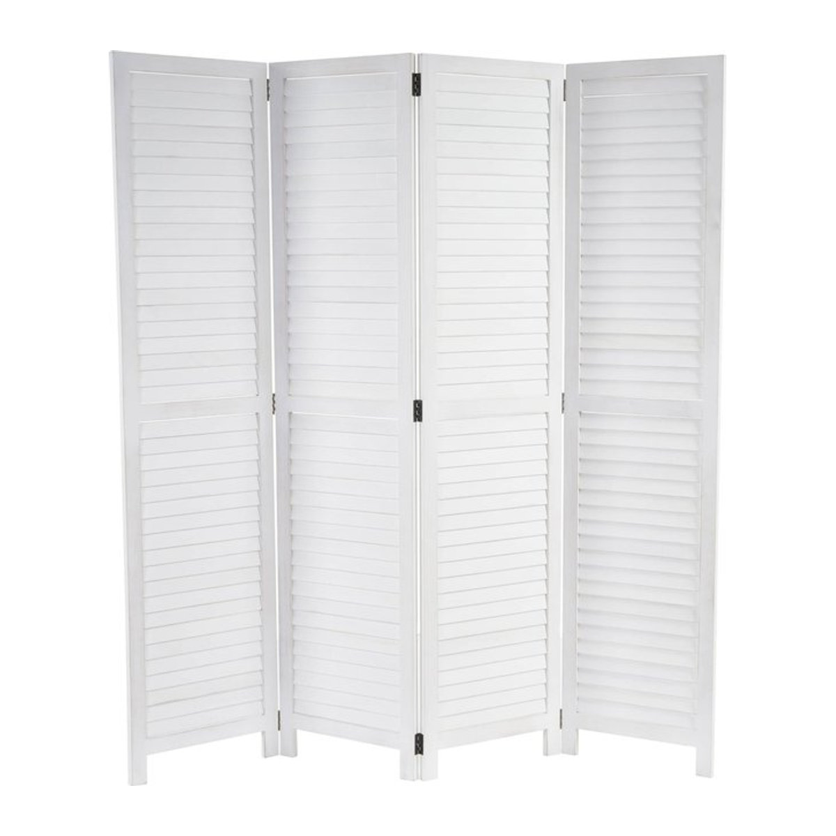Paravent MCW-C30 Raumteiler Trennwand Sichtschutz aus Massivholz im Vintage Landhaus-Stil, Farbe: Weiß, B/H: 160 x 170 cm - Bild 1