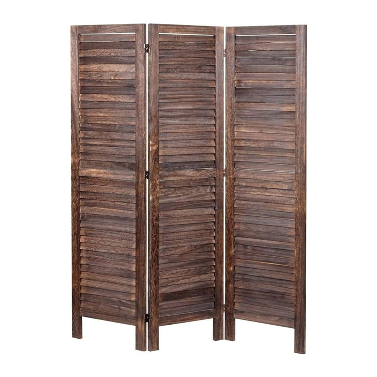 Paravent MCW Raumteiler Sichtschutz im Landhaus-Stil aus Holz, Braun, Höhe: 170 cm, Breite: 120 cm - Bild 1