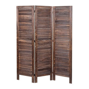 Paravent MCW Raumteiler Sichtschutz im Landhaus-Stil aus Holz, Braun, Höhe: 170 cm, Breite: 120 cm