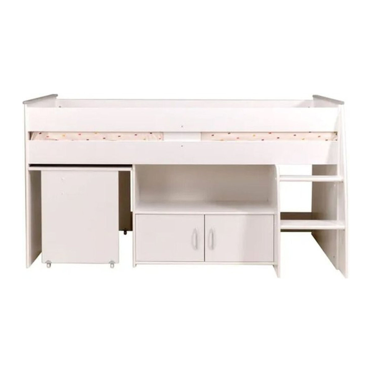 Parisot Multifunktionshochbett Marcelle mit Schreibtisch und Stauraum in Weiß, B/T/H: 90 x 110 x 206,4 cm - Bild 2