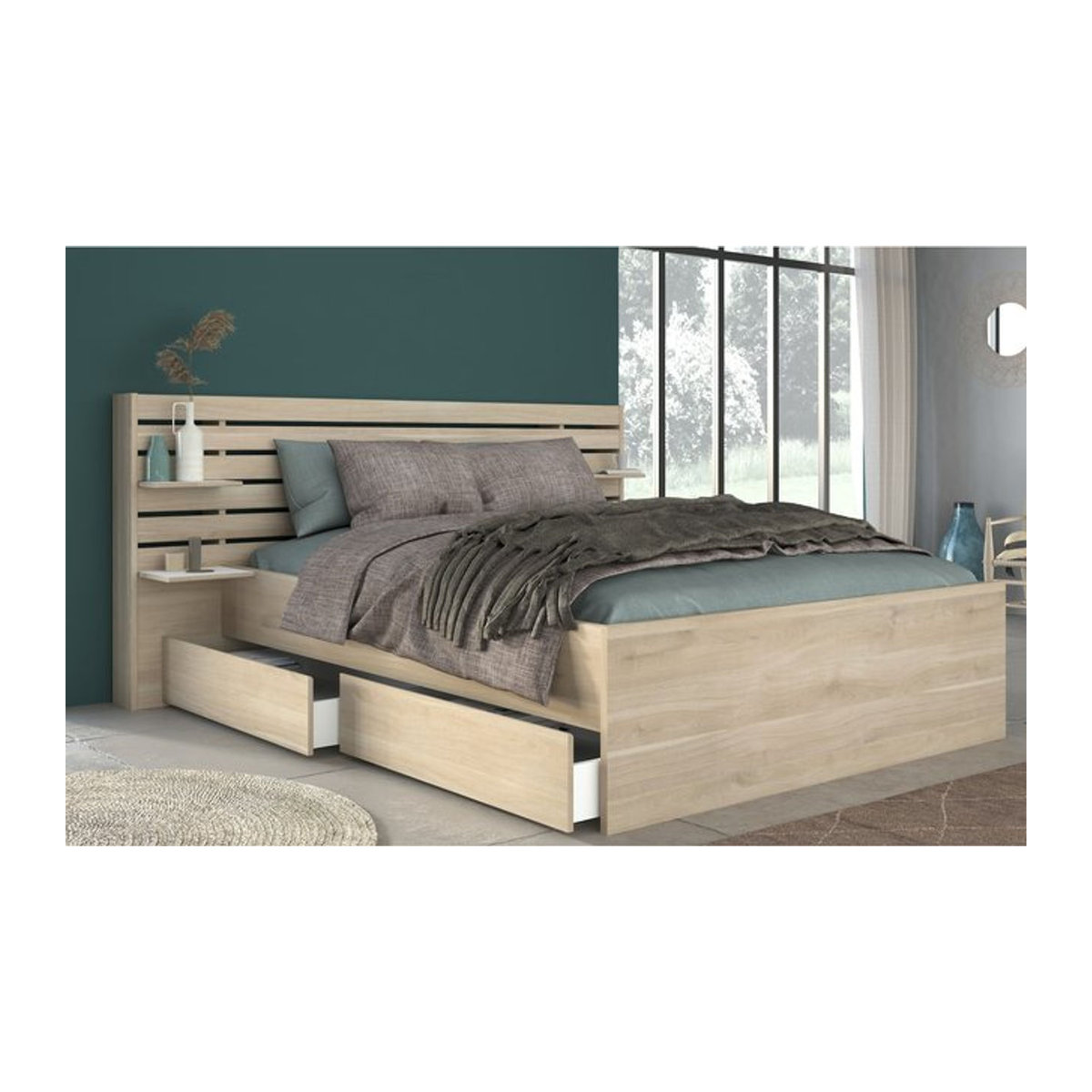 Parisot Stauraumbett Escale 2 in Japanischer Eiche mit Funktionsbett B/T/H: 140 x 200 x 217 cm - Bild 1