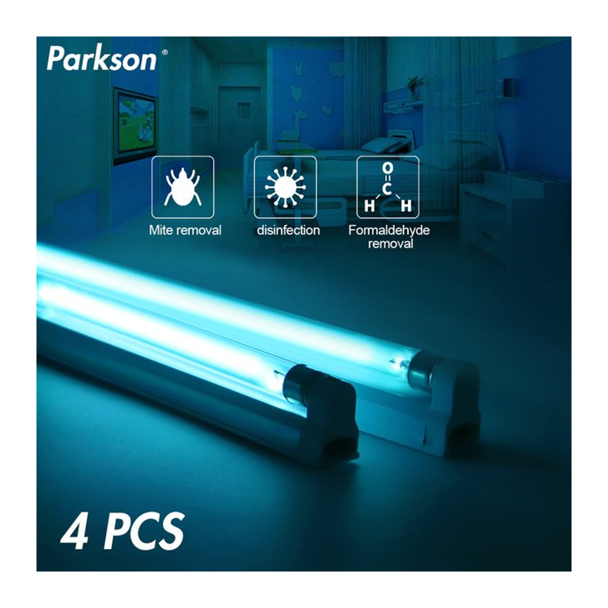 PARKSON 4er Set UVC LED Desinfektionslampe T5 Quarzröhre zur Keimabtötung und Geruchsentfernung in Weiß - Bild 1