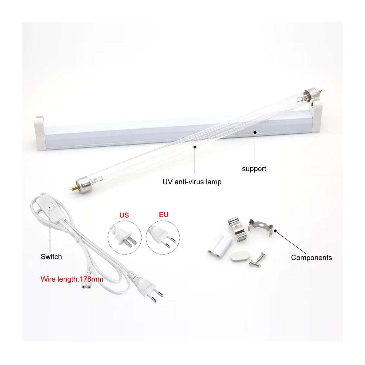 PARKSON 4er Set UVC LED Desinfektionslampe T5 Quarzröhre zur Keimabtötung und Geruchsentfernung in Weiß - Bild 2
