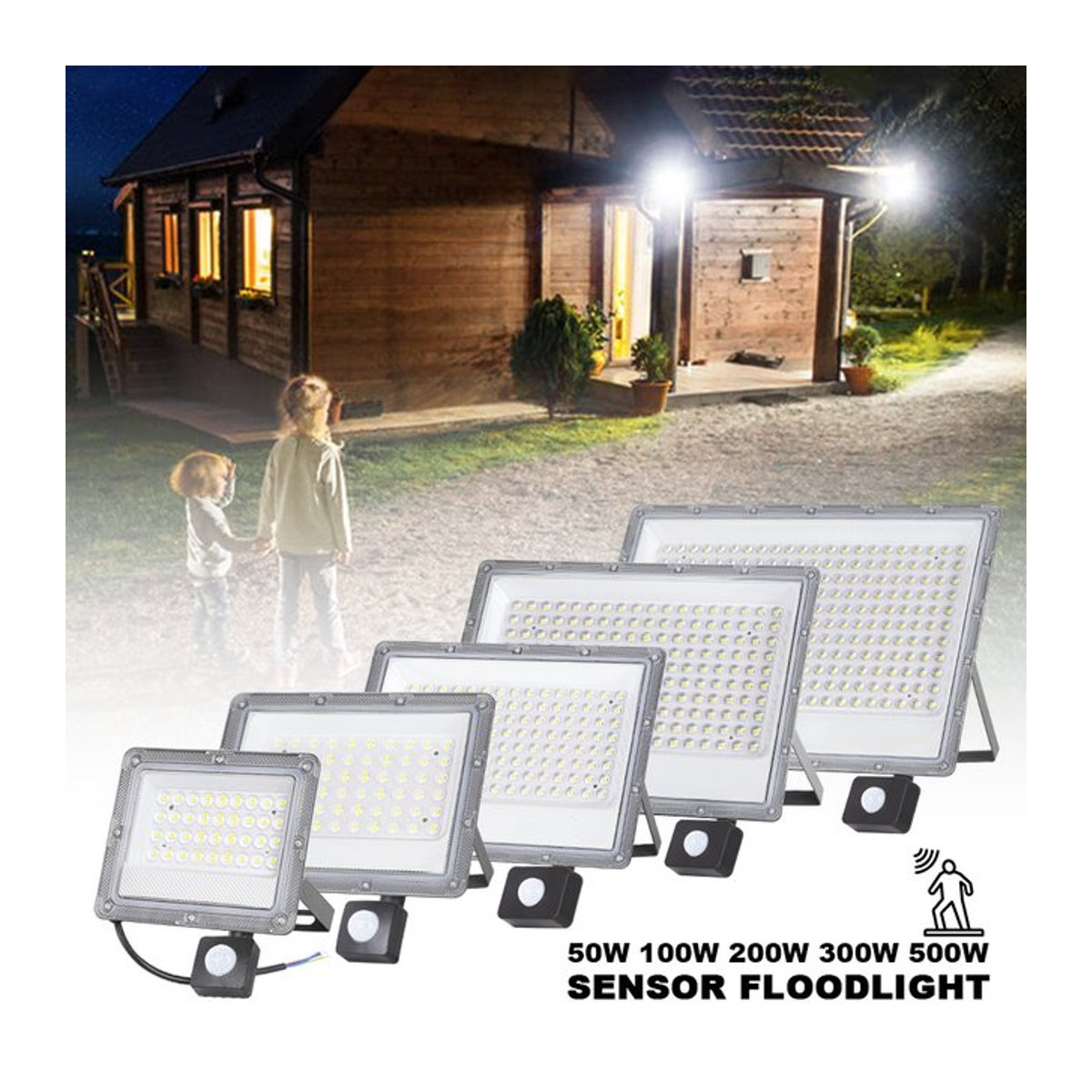 PARKSON LED Außenstrahler aus Aluminium mit Bewegungsmelder in Schwarz, 500 W - Bild 1