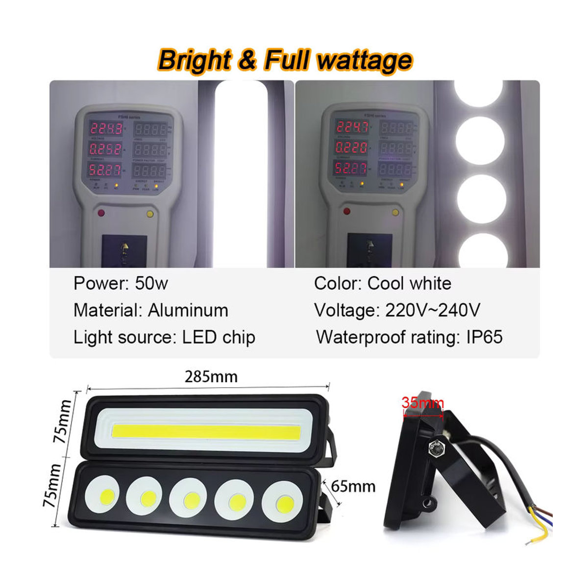 PARKSON LED Außenstrahler IP65 Wasserdicht 50W Schwarz Aluminium - Bild 3