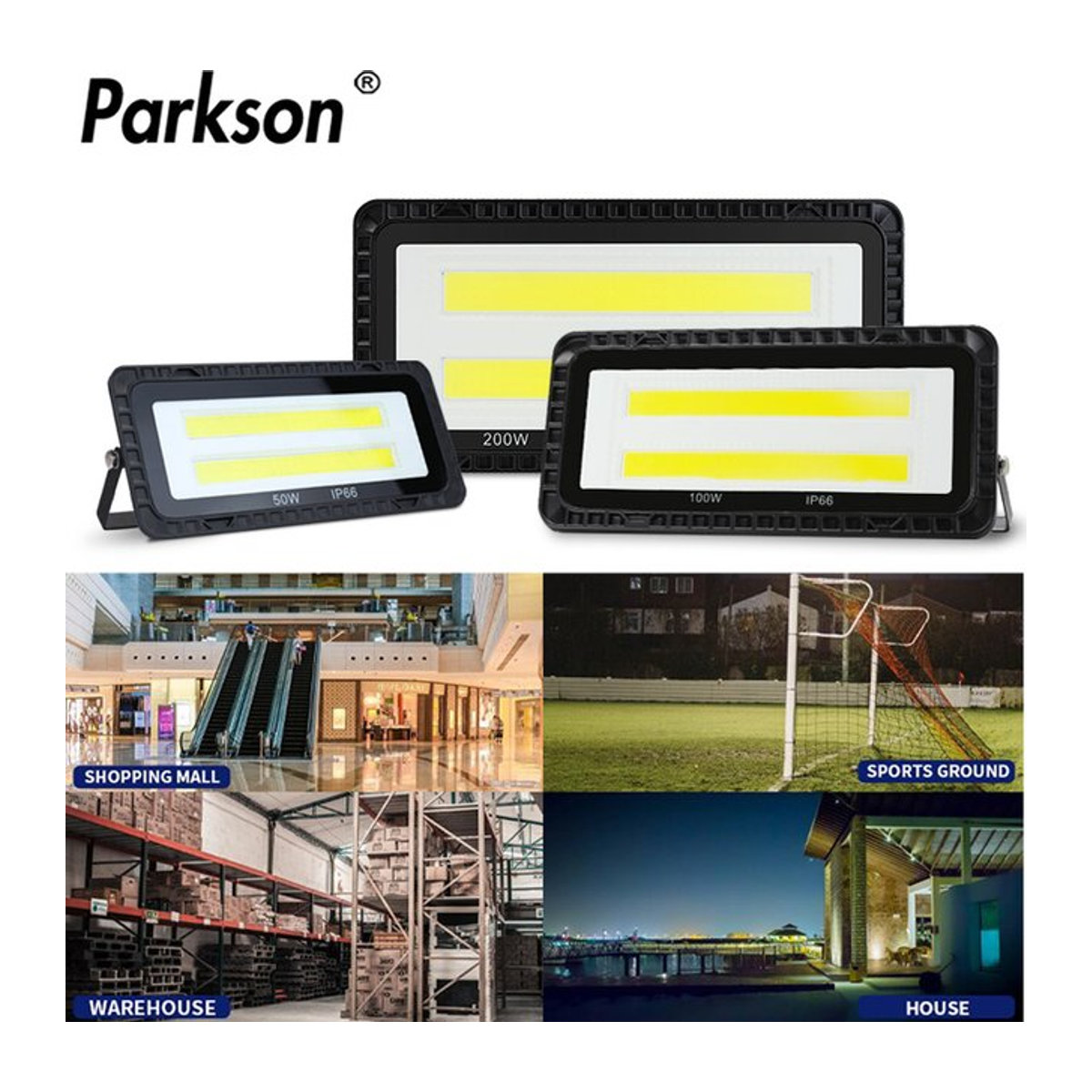 PARKSON LED Außenstrahler IP66 Wasserdicht COB Flutlicht in Schwarz aus Aluminium - Bild 1