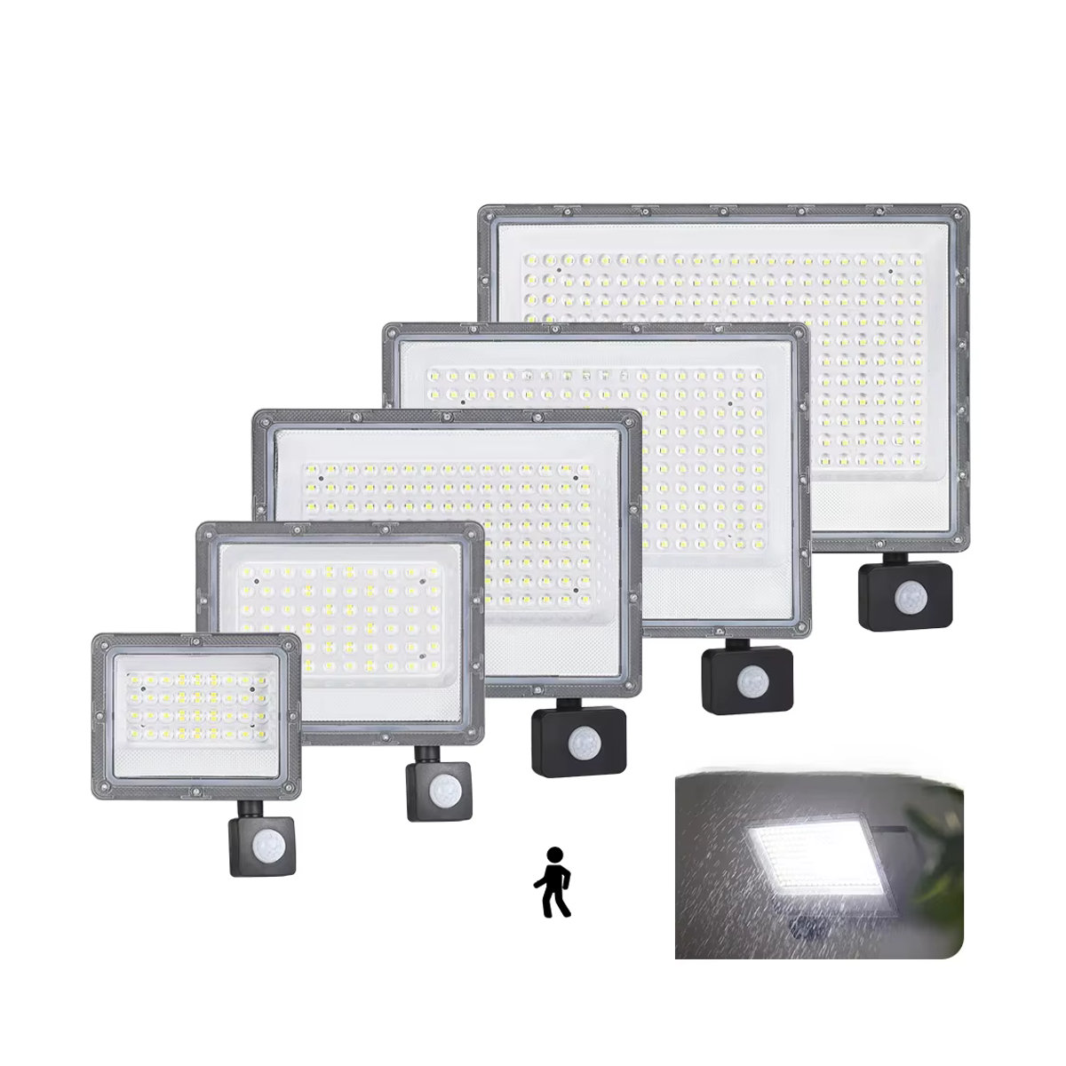 PARKSON LED Außenstrahler mit Bewegungsmelder, Wasserdichtes Flutlicht aus Aluminium, Schwarz, 500W - Bild 6
