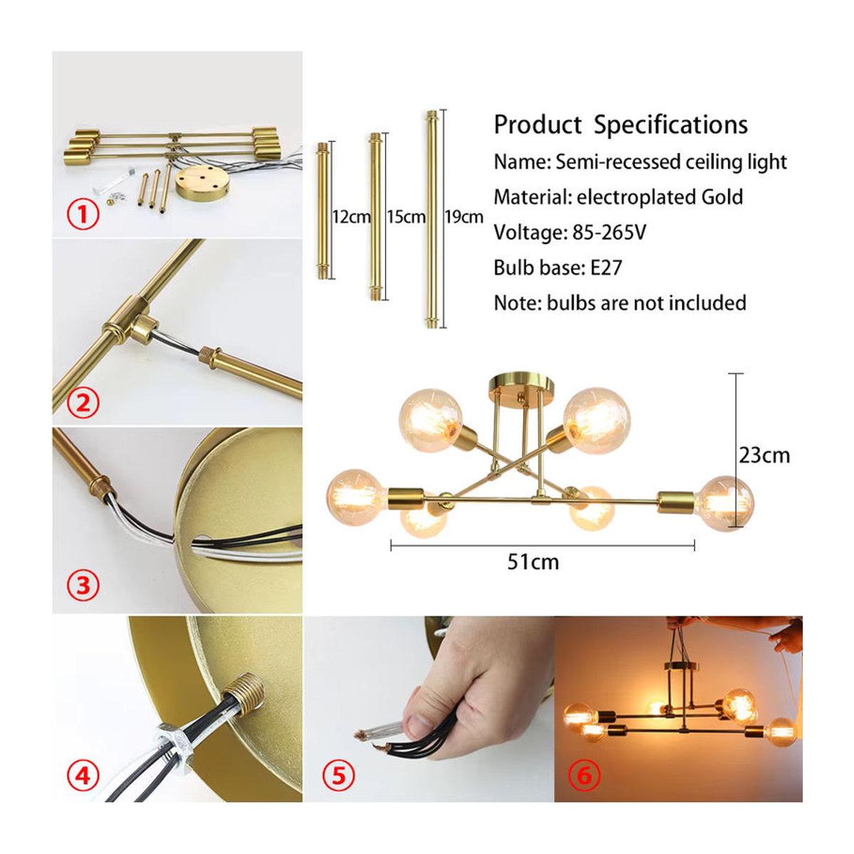PARKSON LED Deckenlampe im modernen Industrial Design aus Metall für Wohnzimmer und Esszimmer - Bild 2