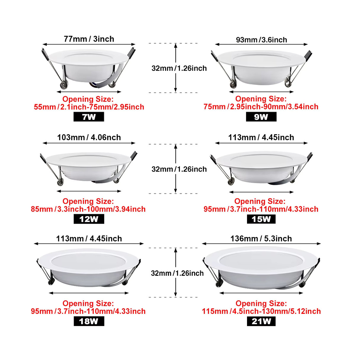 PARKSON LED-Einbaustrahler Set 2 Stück, Runde Decken-Einbauleuchten in Weiß, Minimalistisches Design, 21W - Bild 2