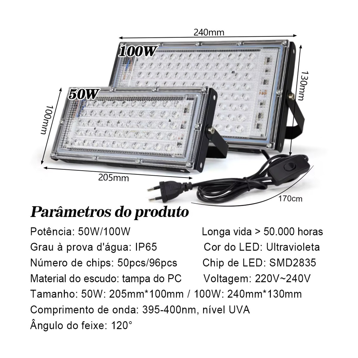 PARKSON LED-UV-Flutlicht Schwarz als wasserdichter Außenstrahler für UV-Fluoreszenz und Bühnenbeleuchtung - Bild 3