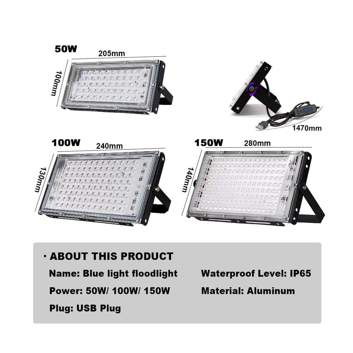 PARKSON LED UV USB Flutlicht Schwarzlicht für Bühne und Party, Wasserdicht, Schwarz - Bild 5