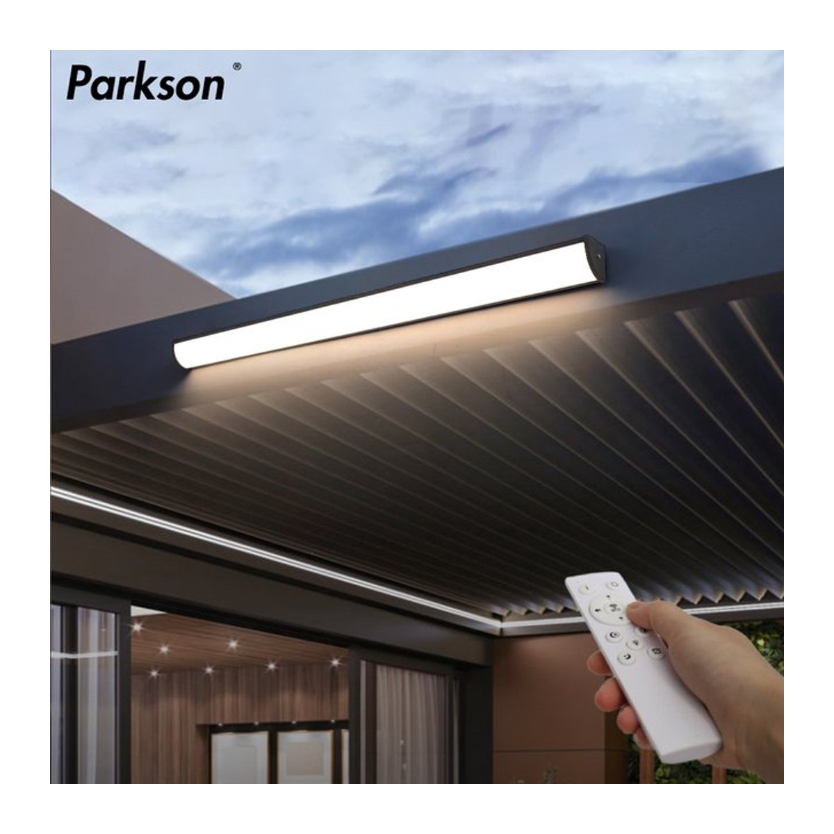 PARKSON Outdoor-LED-Wandleuchte aus Aluminium in Schwarz, modern, wasserdicht IP65, dimmbar mit Fernbedienung - Bild 1
