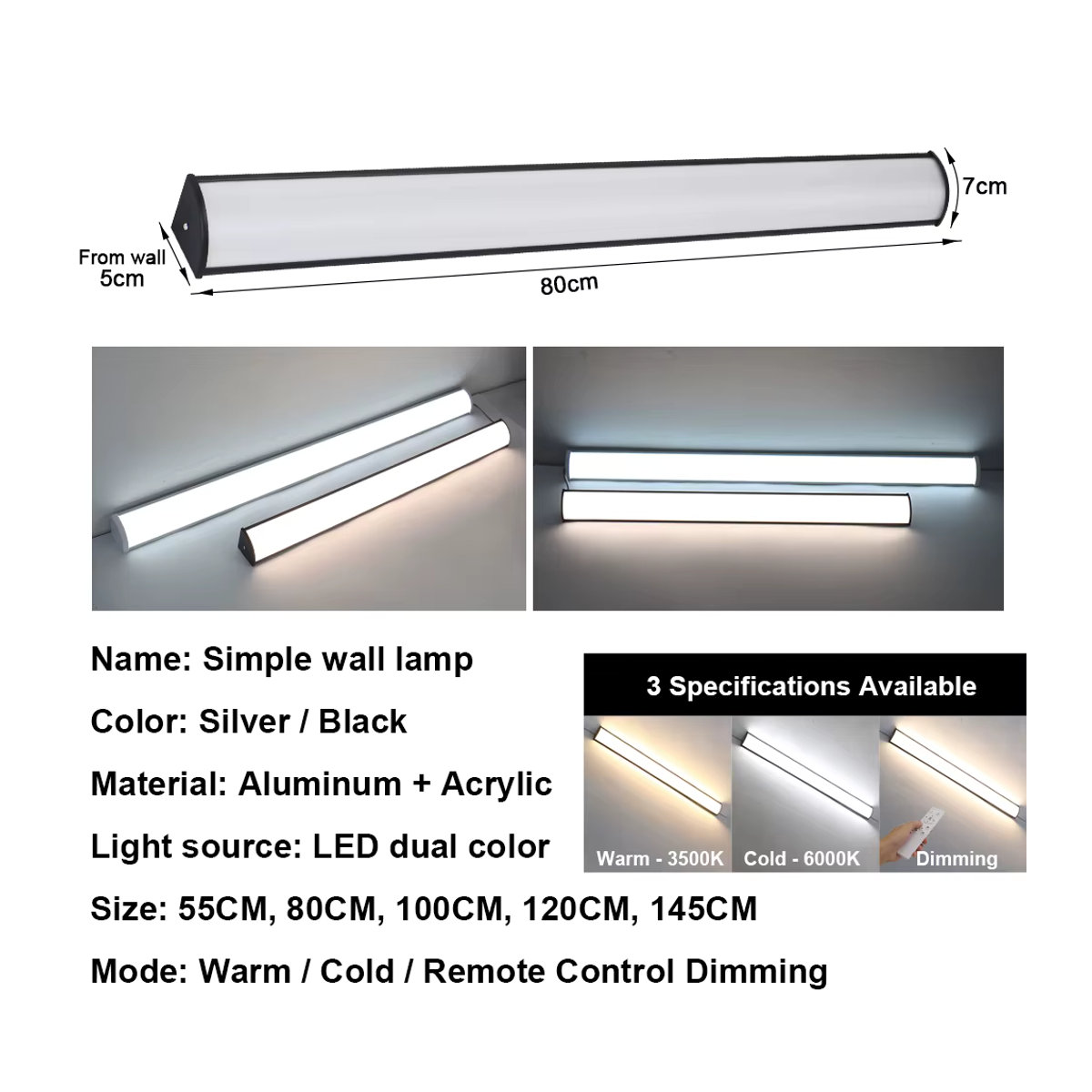PARKSON Outdoor-LED-Wandleuchte aus Aluminium in Schwarz, modern, wasserdicht IP65, dimmbar mit Fernbedienung - Bild 2