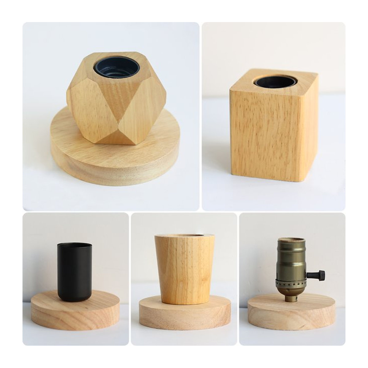PARKSON Retro Holz Schreibtischlampe in Natur mit E27 Fassung und Schalter - Bild 1