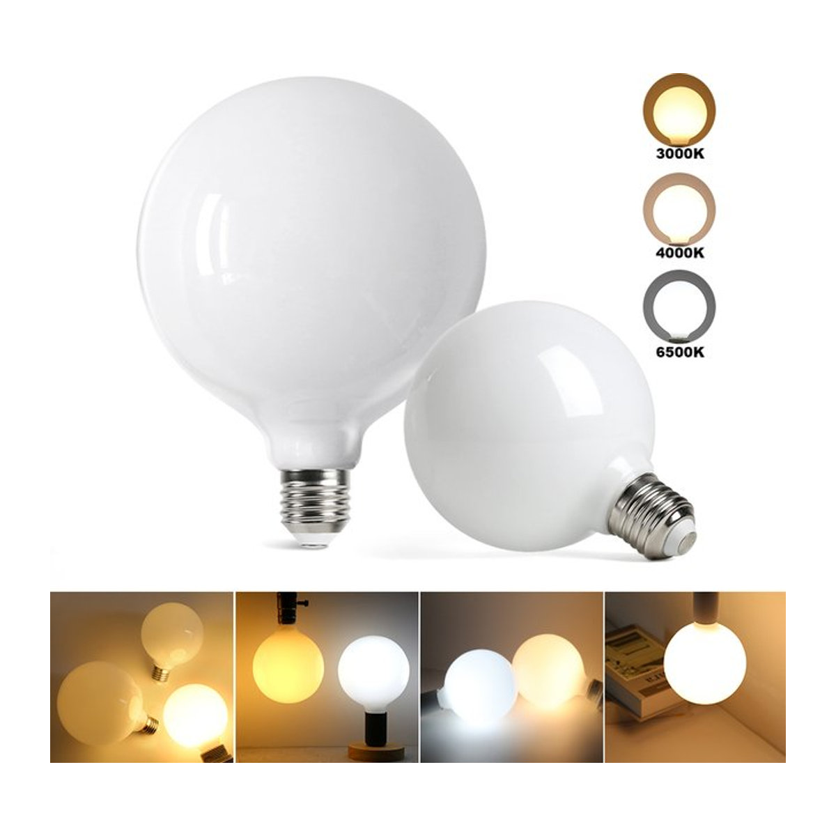 PARKSON Retro LED-Glühbirne E27 aus Glas in Weiß für minimalistische Kronleuchter-Beleuchtung - Bild 1