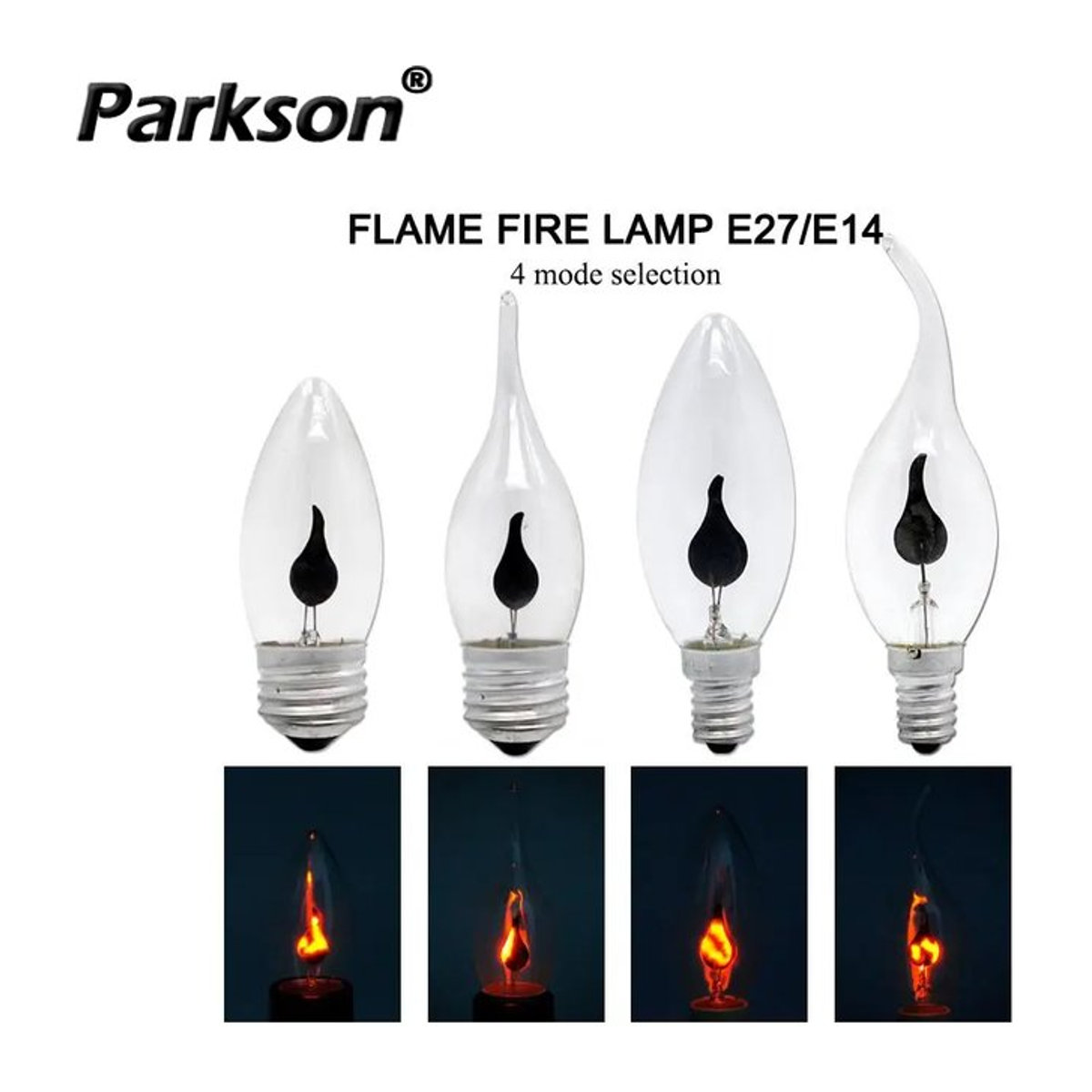 PARKSON Retro LED Kerzen Glühbirne mit Edison Flammen Effekt für E27 und E14 Fassungen aus Glas - Bild 1