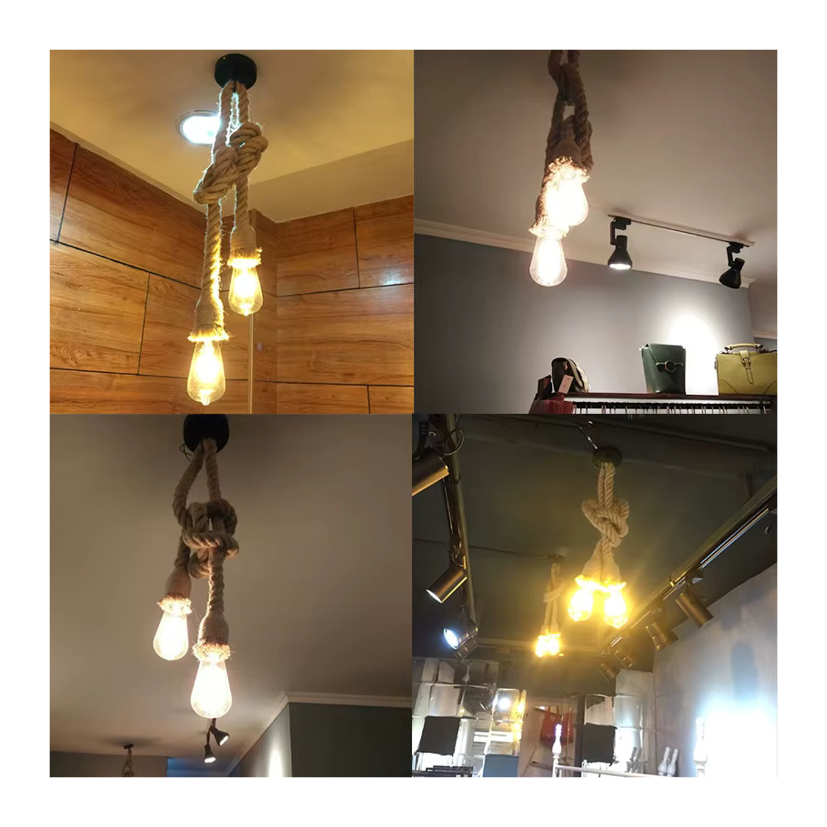 PARKSON Retro Pendelleuchte im Industrial Design mit Hanfseil und E27 Fassung, Braun - Bild 5
