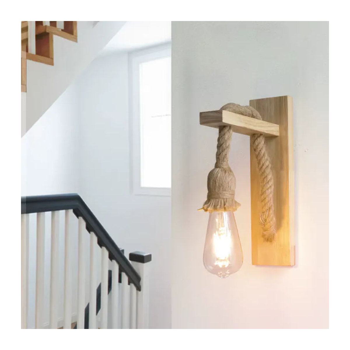 PARKSON Retro Wandleuchte aus Holz im Industrial Design mit E27 Fassung in Natur - Bild 2