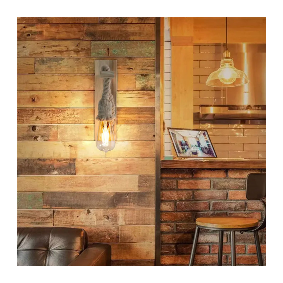 PARKSON Retro Wandleuchte aus Holz im Industrial Design mit E27 Fassung in Natur - Bild 4