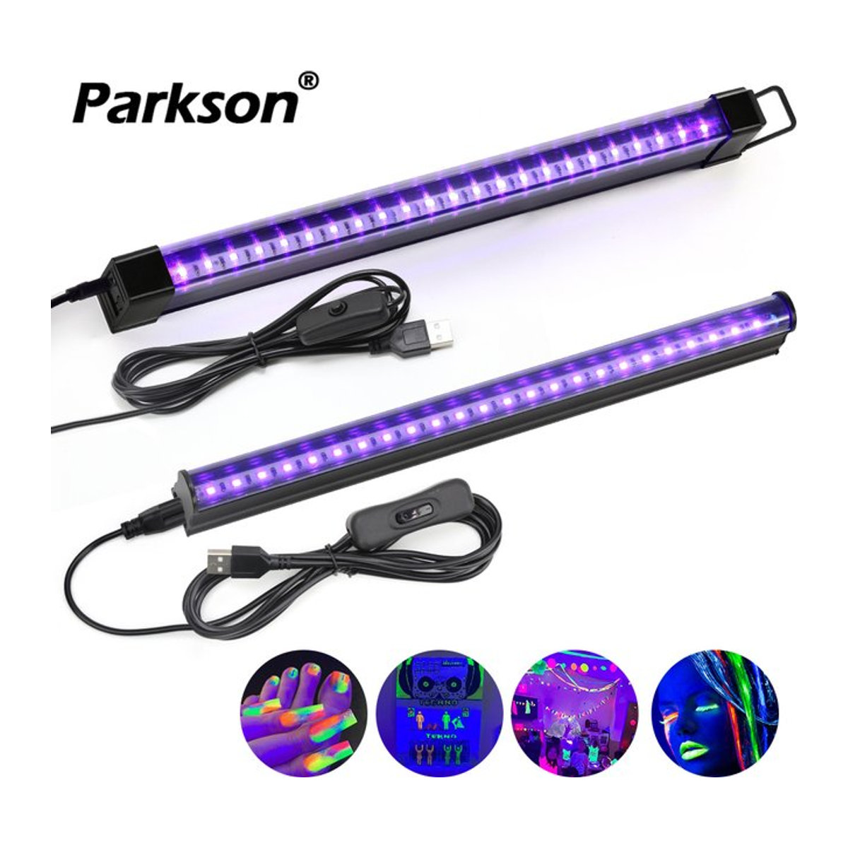 PARKSON UV Schwarzlicht LED Leuchtstoffröhre T8 Magnetische Schwarzlichtleiste USB T5 Röhre 395 nm für Gelddetektor und Partydeko - Bild 1