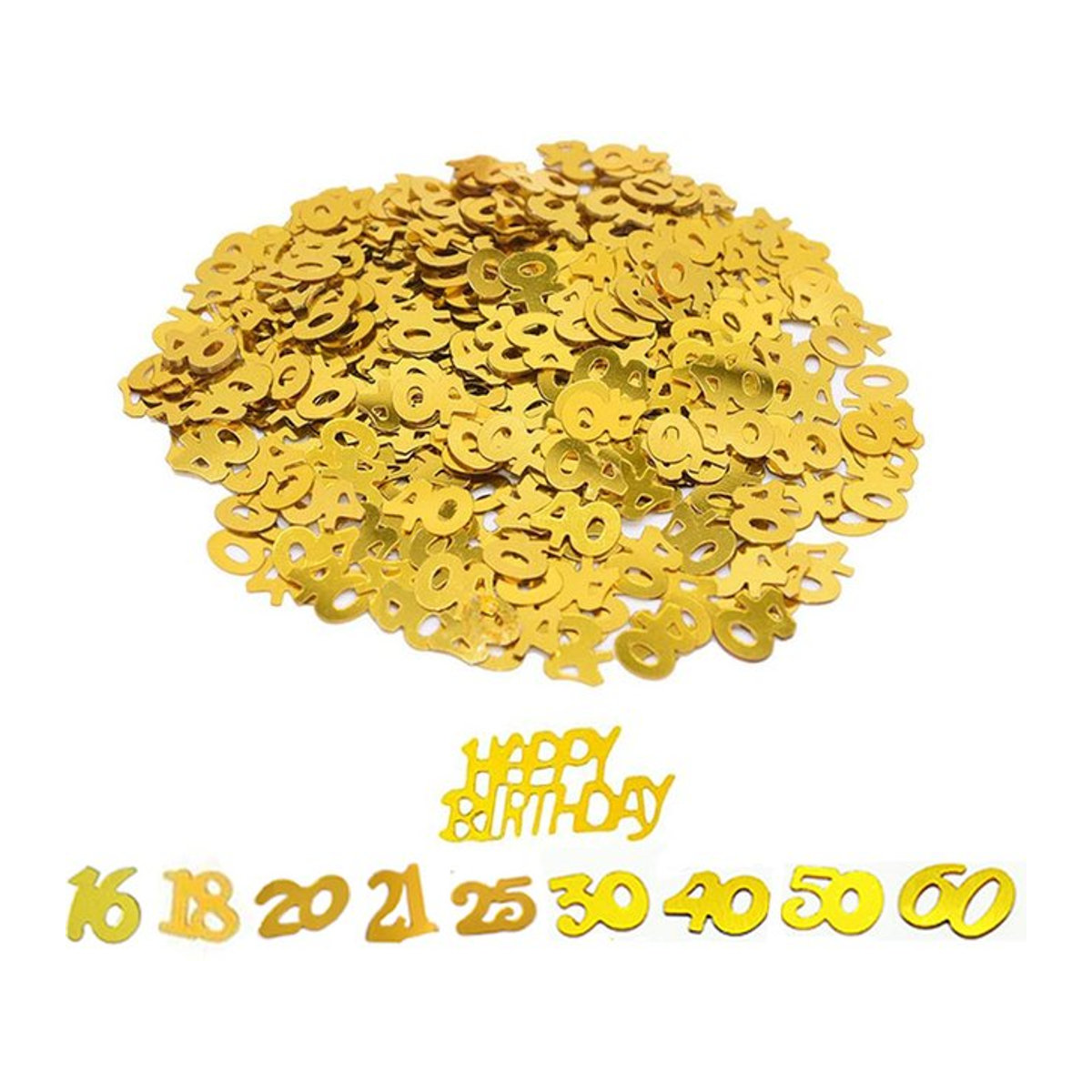 PartiesTour Happy Birthday Konfetti in Gold mit Zahlenfiguren für deine Partydeko, 15 g - Bild 1