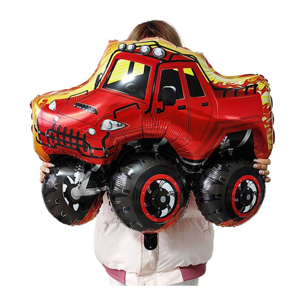 PartiesTour Monster Truck Folienballons in Rot für Kindergeburtstage und Auto-Themenpartys - Bild 1